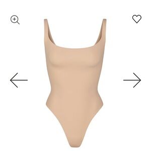 SKIMS Fits Everybody Cami Thong Bodysuit in the color Clay.